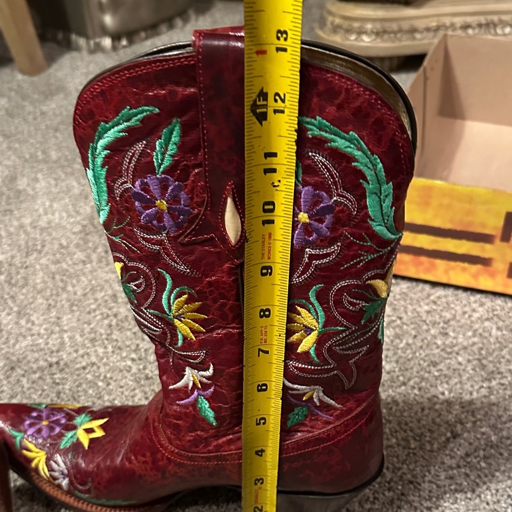 Tony Lama Red Embroidered Western Boots - Picture 10 of 10